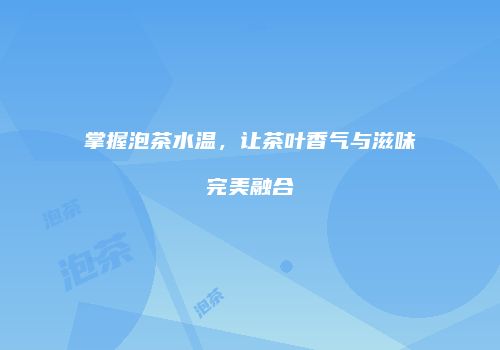 掌握泡茶水温，让茶叶香气与滋味完美融合