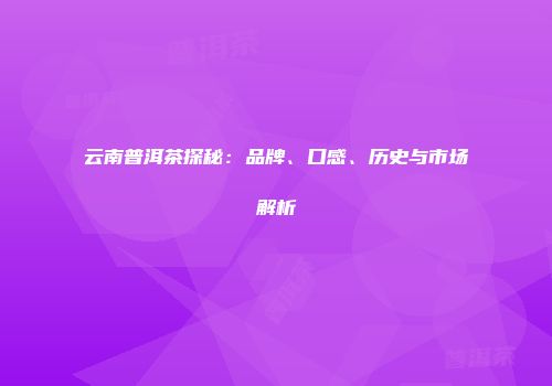 云南普洱茶探秘：品牌、口感、历史与市场解析