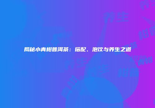 揭秘小青柑普洱茶：搭配、泡饮与养生之道