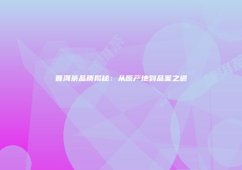 普洱茶品质揭秘：从原产地到品鉴之道