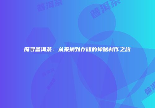 探寻普洱茶：从采摘到存储的神秘制作之旅