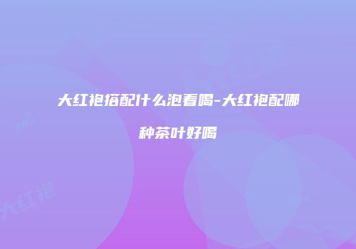 大红袍搭配什么泡着喝-大红袍配哪种茶叶好喝