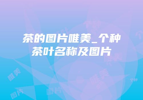 茶的图片唯美_个种茶叶名称及图片
