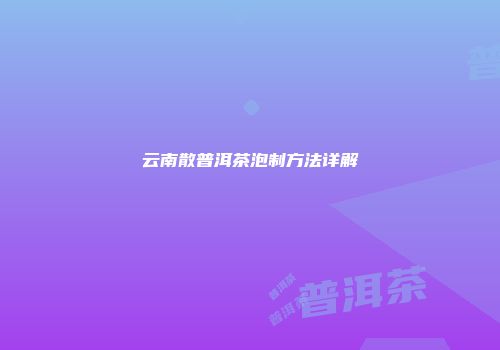 云南散普洱茶泡制方法详解