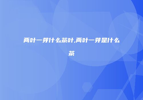 两叶一芽什么茶叶,两叶一芽是什么茶