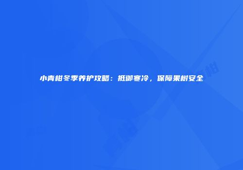 小青柑冬季养护攻略：抵御寒冷，保障果树安全