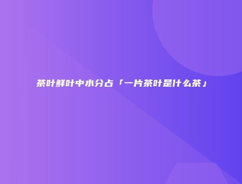 茶叶鲜叶中水分占「一片茶叶是什么茶」