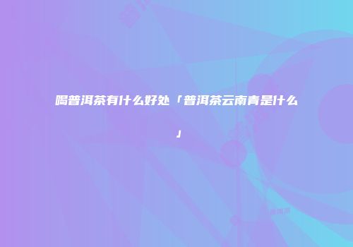 喝普洱茶有什么好处「普洱茶云南青是什么」