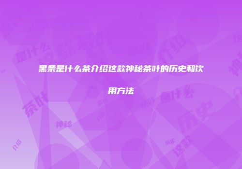 黑条是什么茶介绍这款神秘茶叶的历史和饮用方法