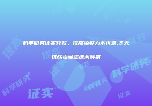 科学研究证实有效，提高免疫力不再难,冬天抗病毒多喝这两种茶