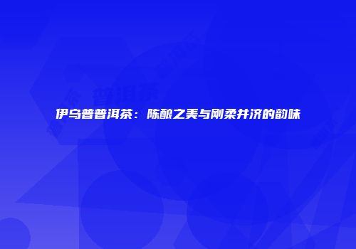 伊乌普普洱茶：陈酿之美与刚柔并济的韵味