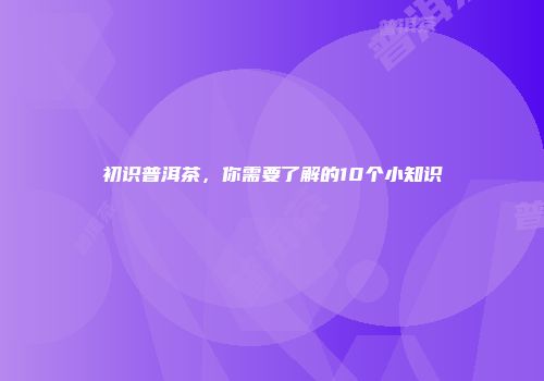 初识普洱茶，你需要了解的10个小知识