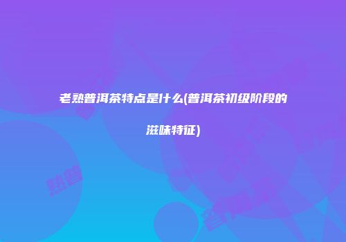 老熟普洱茶特点是什么(普洱茶初级阶段的滋味特征)