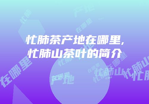忙肺茶产地在哪里,忙肺山茶叶的简介