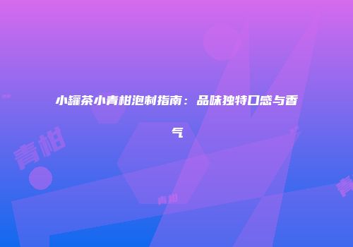 小罐茶小青柑泡制指南：品味独特口感与香气