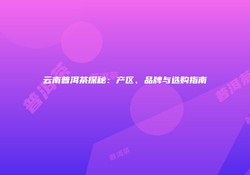 云南普洱茶探秘：产区、品牌与选购指南