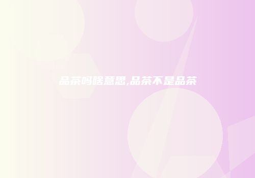 品茶吗啥意思,品茶不是品茶