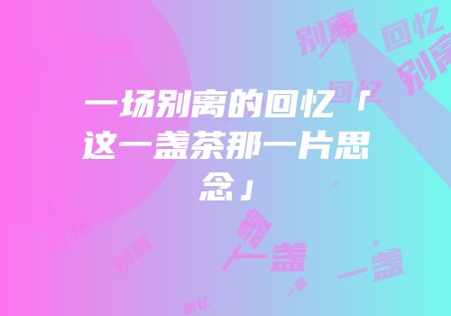 一场别离的回忆「这一盏茶那一片思念」