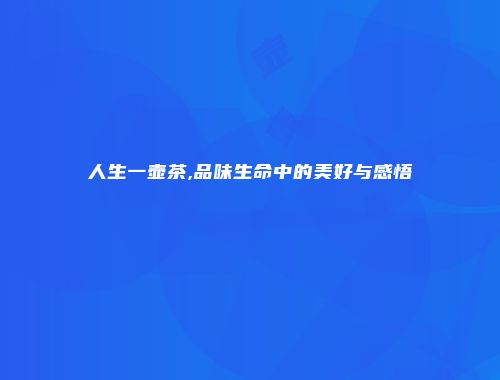 人生一壶茶,品味生命中的美好与感悟