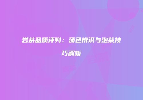 岩茶品质评判：汤色辨识与泡茶技巧解析