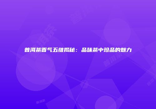普洱茶香气五维揭秘：品味茶中珍品的魅力