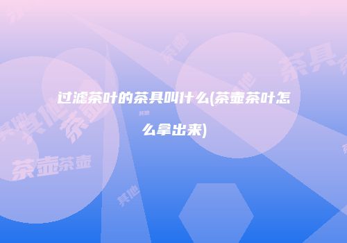 过滤茶叶的茶具叫什么(茶壶茶叶怎么拿出来)