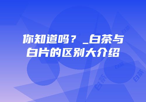 你知道吗？_白茶与白片的区别大介绍
