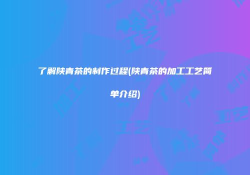 了解陕青茶的制作过程(陕青茶的加工工艺简单介绍)