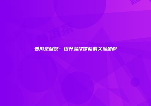 普洱茶醒茶：提升品饮体验的关键步骤