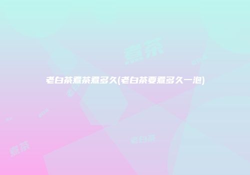 老白茶煮茶煮多久(老白茶要煮多久一泡)