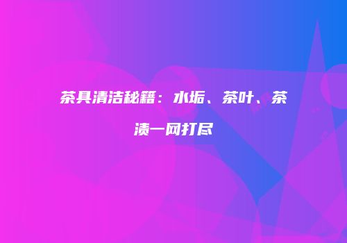 茶具清洁秘籍：水垢、茶叶、茶渍一网打尽