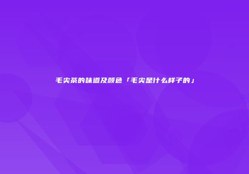 毛尖茶的味道及颜色「毛尖是什么样子的」