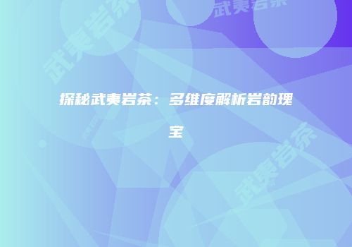 探秘武夷岩茶：多维度解析岩韵瑰宝