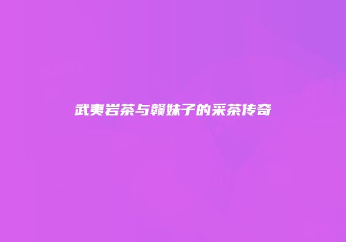 武夷岩茶与赣妹子的采茶传奇