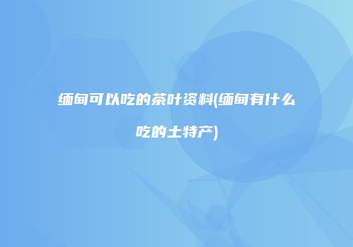 缅甸可以吃的茶叶资料(缅甸有什么吃的土特产)