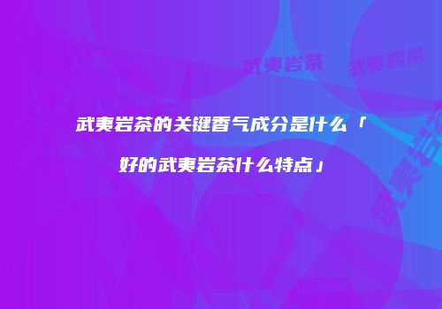 武夷岩茶的关键香气成分是什么「好的武夷岩茶什么特点」