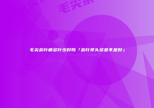 毛尖茶叶根多叶少好吗「茶叶芽头多是不是好」