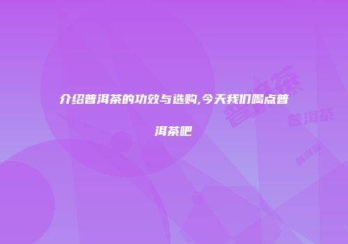 介绍普洱茶的功效与选购,今天我们喝点普洱茶吧