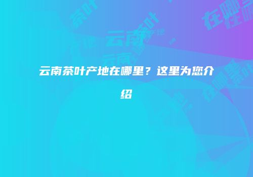 云南茶叶产地在哪里？这里为您介绍