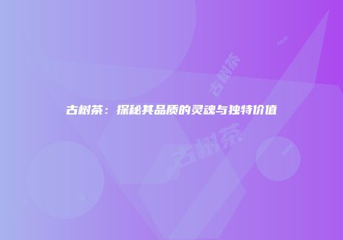 古树茶：探秘其品质的灵魂与独特价值