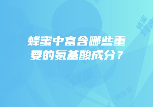 蜂蜜中富含哪些重要的氨基酸成分？