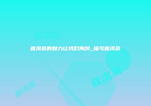 普洱茶的魅力让我们陶醉_描写普洱茶