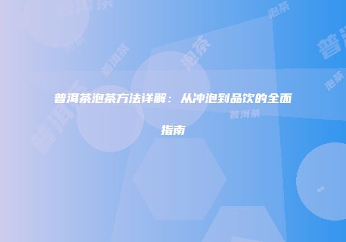 普洱茶泡茶方法详解：从冲泡到品饮的全面指南