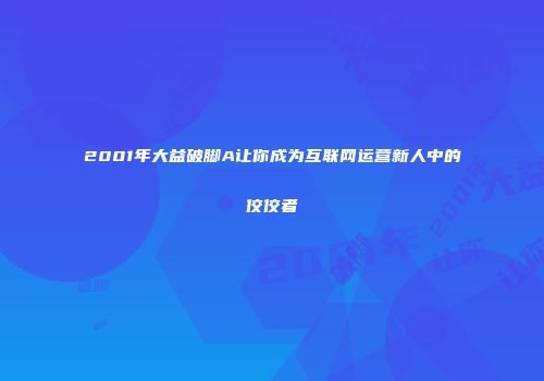 2001年大益破脚A让你成为互联网运营新人中的佼佼者