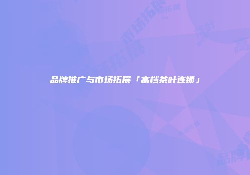 品牌推广与市场拓展「高档茶叶连锁」