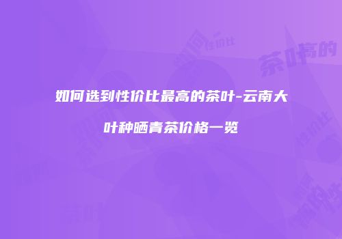 如何选到性价比最高的茶叶-云南大叶种晒青茶价格一览