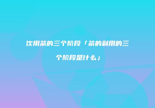 饮用茶的三个阶段「茶的利用的三个阶段是什么」