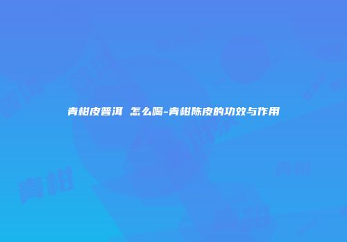 青柑皮普洱 怎么喝-青柑陈皮的功效与作用