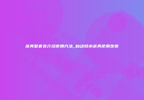 茶具整套装介绍使用方法_自动烧水茶具使用步骤