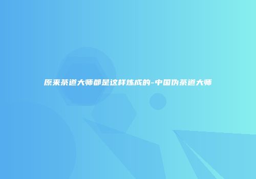 原来茶道大师都是这样炼成的-中国伪茶道大师